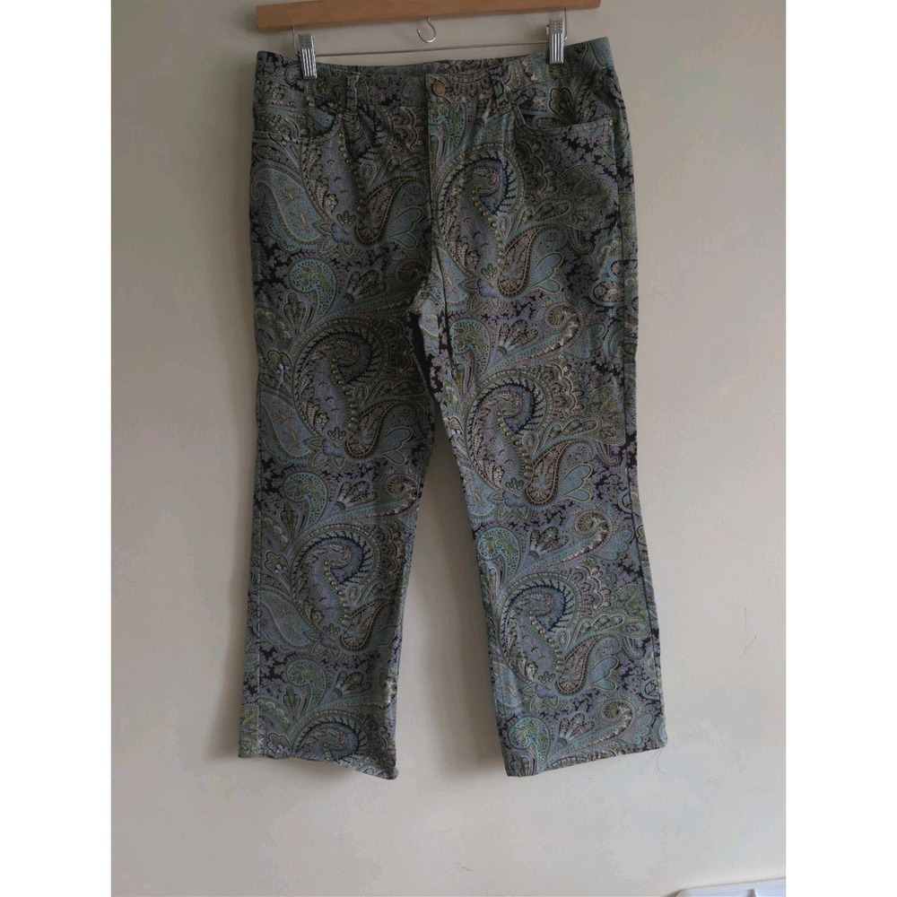 Jones New York Paisley Print Wide Leg Pants Sz 16P Hippie Fairycore Festival